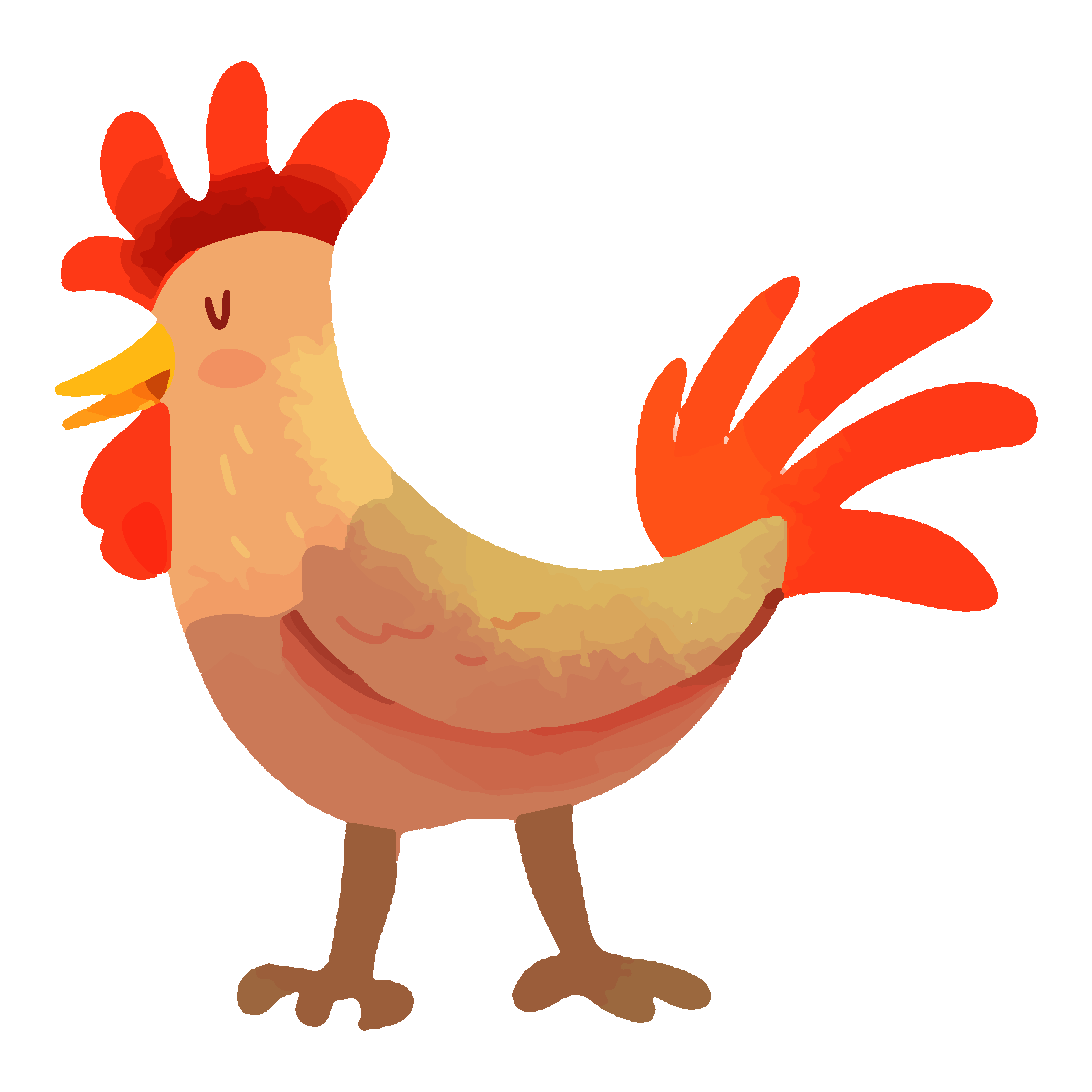 彩色打鸣的大公鸡简笔画画法图片步骤（儿童简单保护动物的绘画） - 有点网 - 好手艺